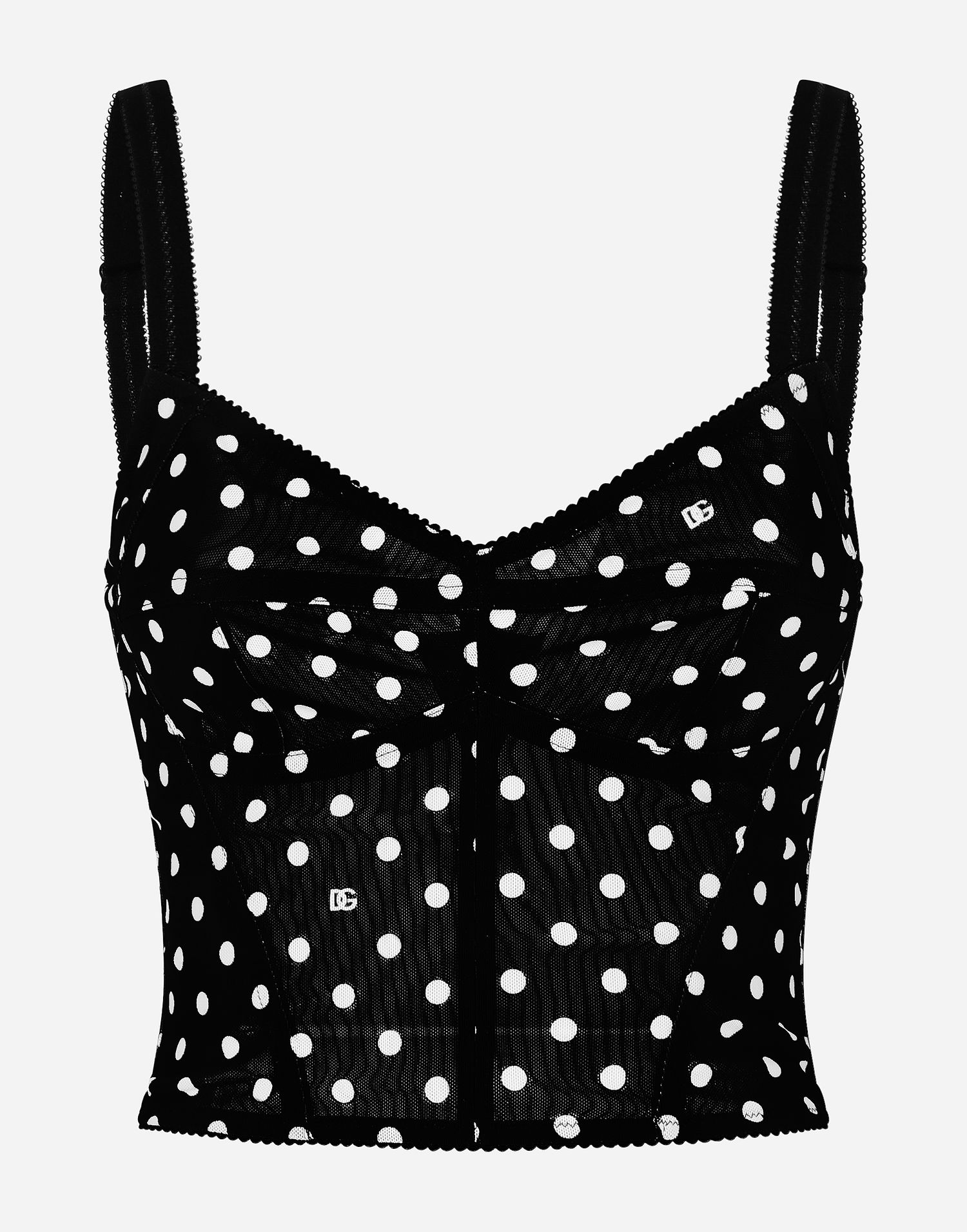 Безрукавка Dolce & Gabbana Polka Dot Marquisette Corset Top чорний | F7AB7TFSUBGHNZQW, 0