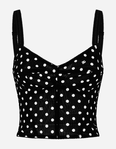Безрукавка Dolce & Gabbana Polka Dot Marquisette Corset Top чорний | F7AB7TFSUBGHNZQW, 0