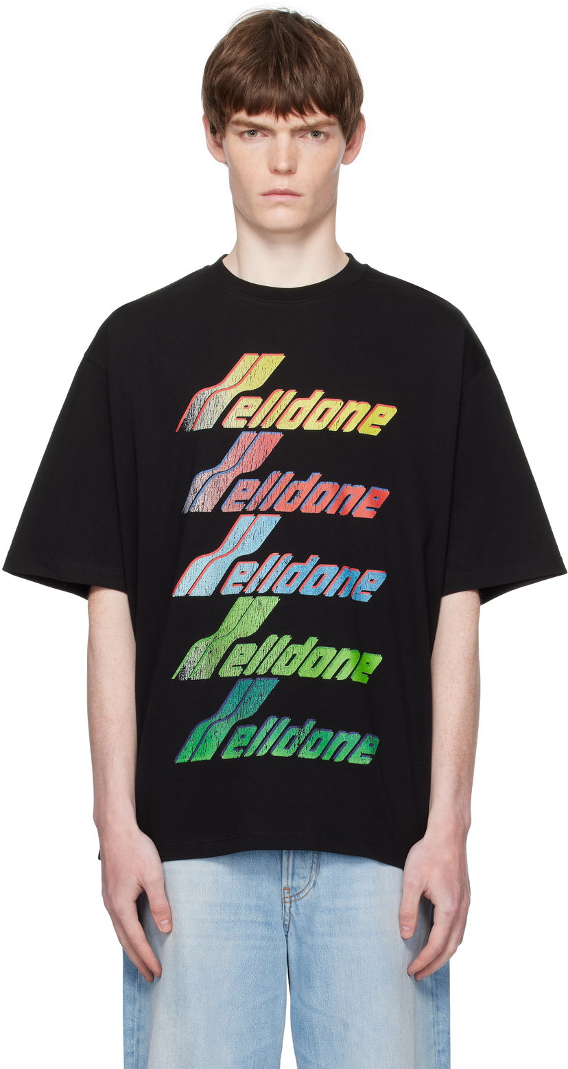 Футболка We11done We11done Multi Rainbow Logo T-Shirt чорний | WD-TT2-25-755-U-BK
