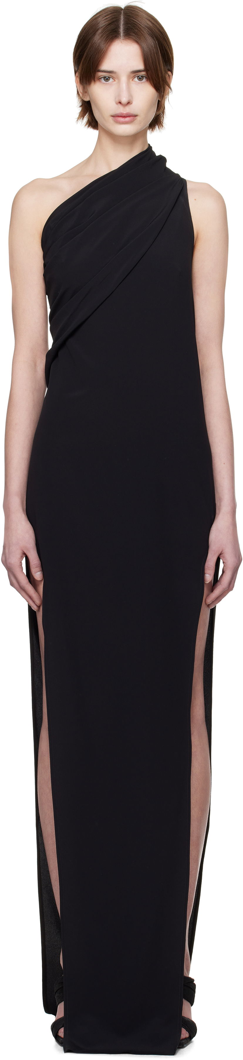 плаття Rick Owens Rick Owens Hollywood Athena Arrowhead One-Shoulder Maxi Dress чорний | RP01E7509 CC