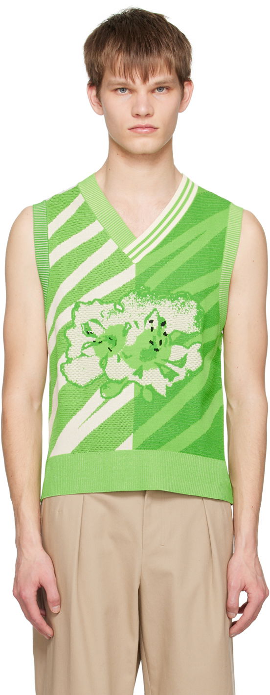 Cветр Feng Chen Wang Feng Chen Wang Floral Knit Vest Зелений | FUS15KT07G