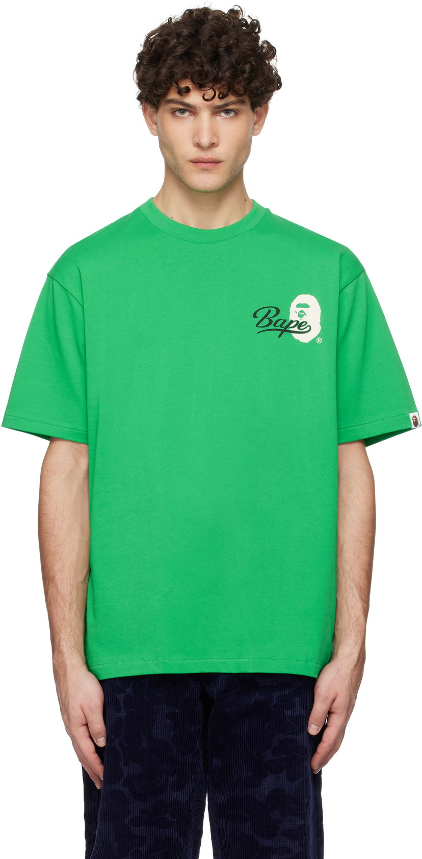 Футболка BAPE Cursive Logo Graphic T-Shirt Зелений | 001TEK801303M