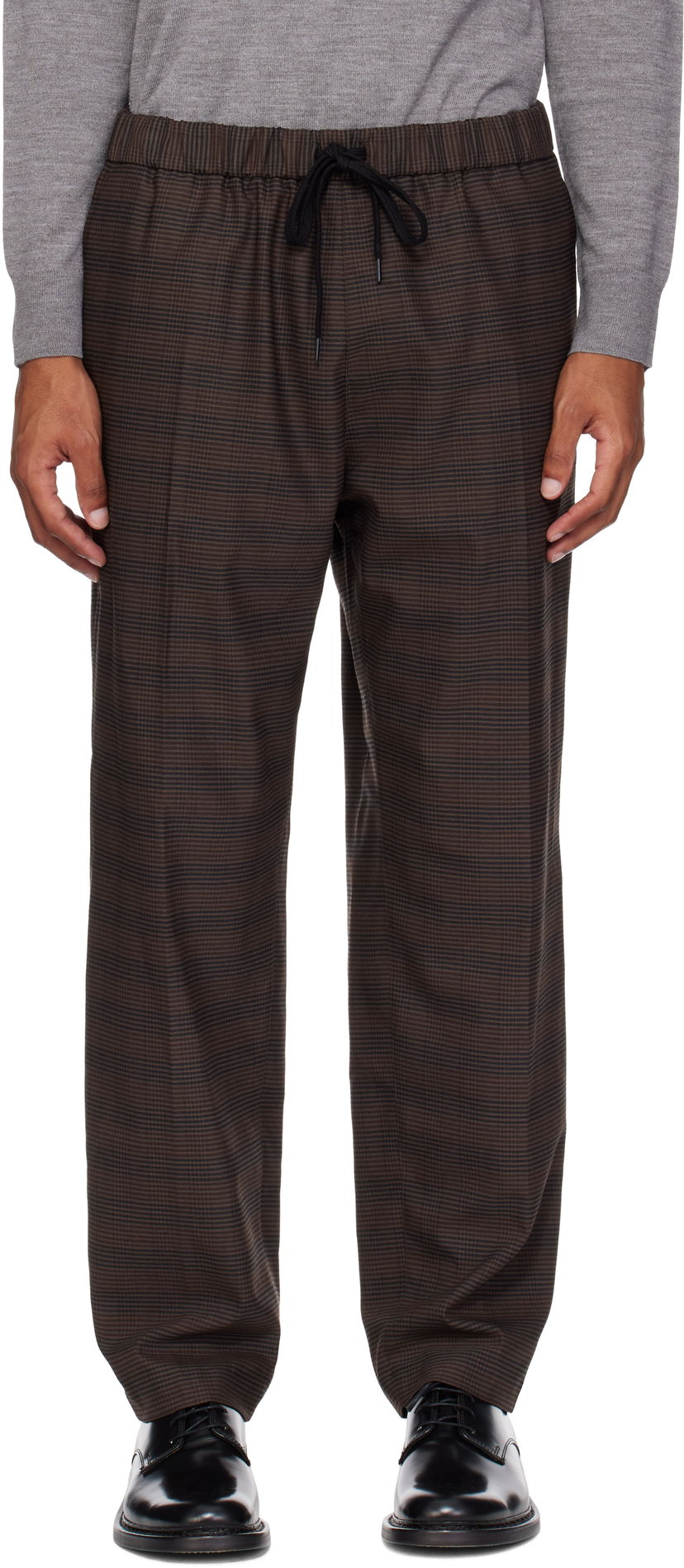 Штани Maison Margiela MM6 Maison Margiela Relaxed-Fit Glen Plaid Trousers Коричневий | SH0KA0028 M35475