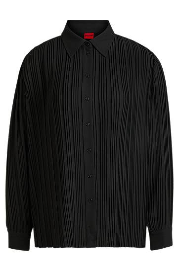 Сорочка BOSS Plissé Crepe Regular-Fit Blouse чорний | 50524203