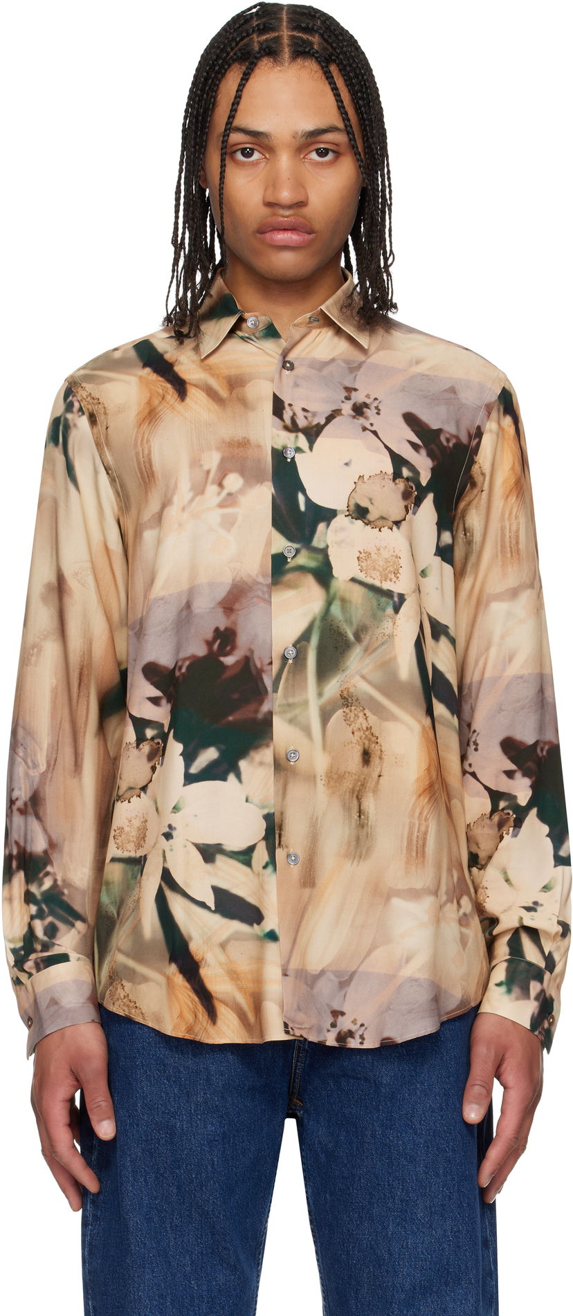 Сорочка Paul Smith Paul Smith Viscose Painted Photograph Print Shirt бежевий | M1R-901U-P02653