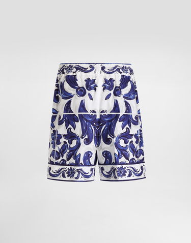 Шорти Dolce & Gabbana Dolce & Gabbana Majolica-Print Poplin Shorts Синій | I3J37WFI5JPHB5DQ, 1
