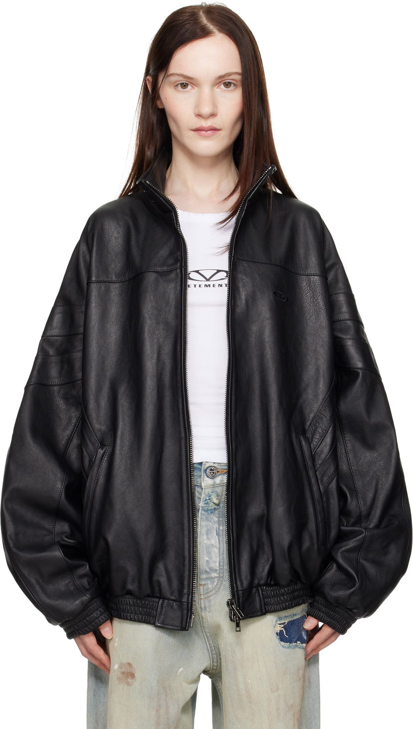 Куртка бомбер VETEMENTS Vetements Tracksuit Leather Jacket чорний | UA66JA280B