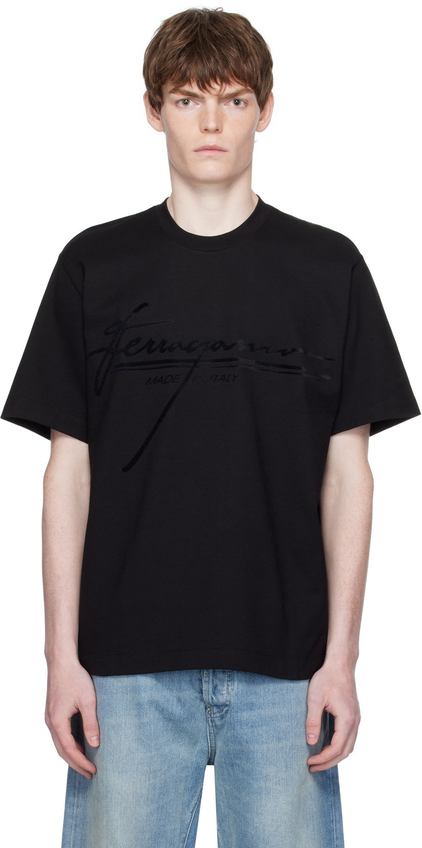 Футболка FERRAGAMO Ferragamo Signature Crew Neck T-Shirt чорний | 786885