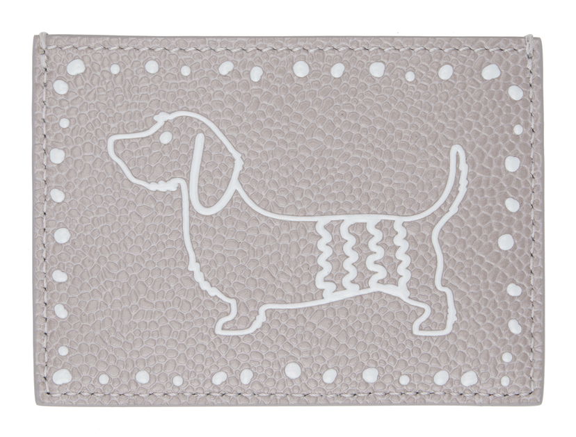 Гаманець Thom Browne Pebbled Leather Card Holder Сірий | UAW062A-00198