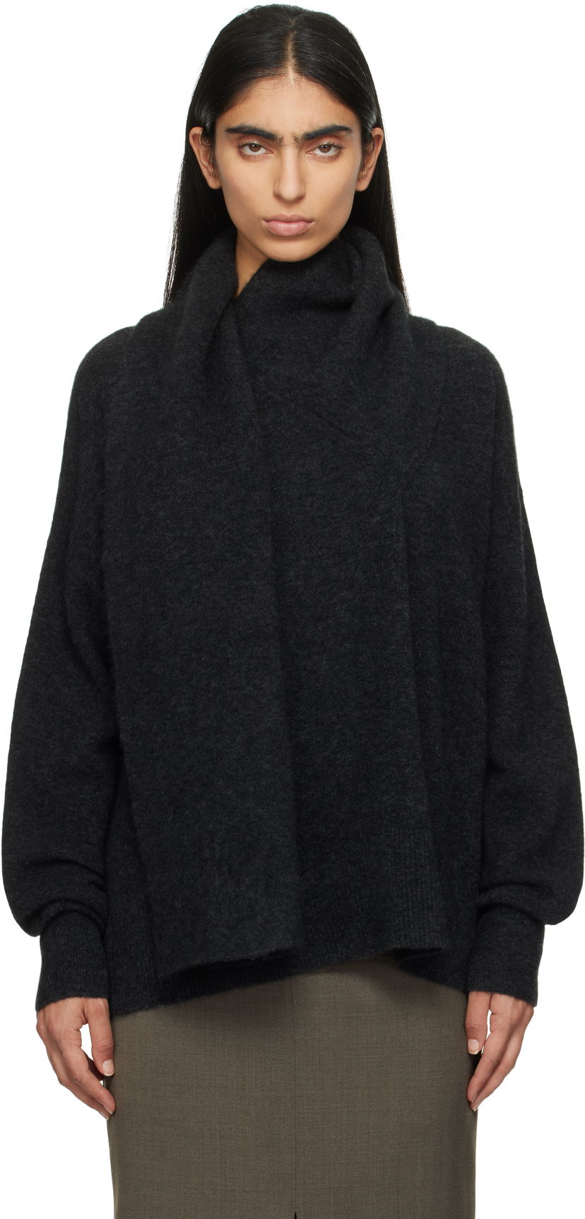 Cветр TOTEME TOTEME Draped Scarf Knit Sweater Сірий | 244-WRT0368-YA0099