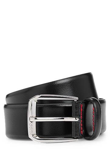 Ремені BOSS Italian-leather belt with branded buckle чорний | 50522498