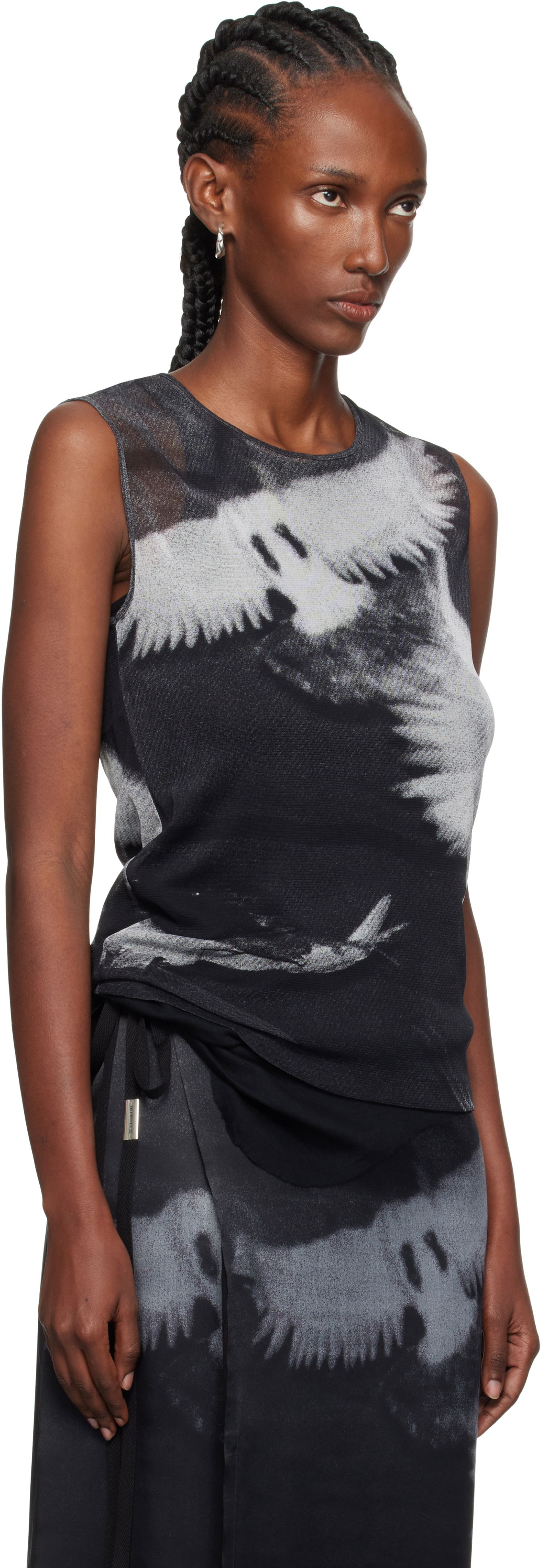 Безрукавка Ann Demeulemeester Ann Demeulemeester Doves Printed Tulle Tank Top чорний | 2520-W-JTO05-FA657-D0097, 1