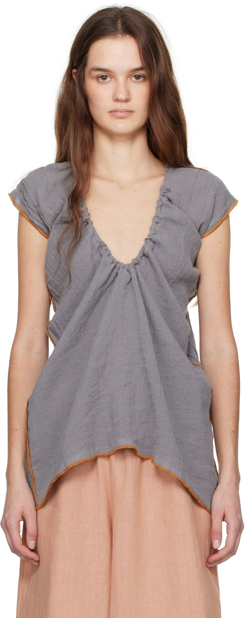 Безрукавка Baserange Baserange Max Draped Blouse Сірий | TOMX-LC-SP25
