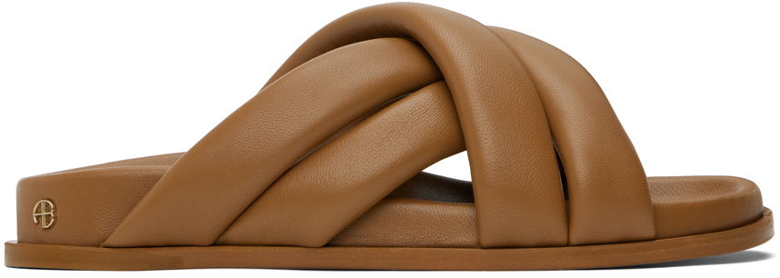 Кросівки та взуття Anine Bing Lizzie Padded Leather Slides Коричневий | A-14-4028-230, 0