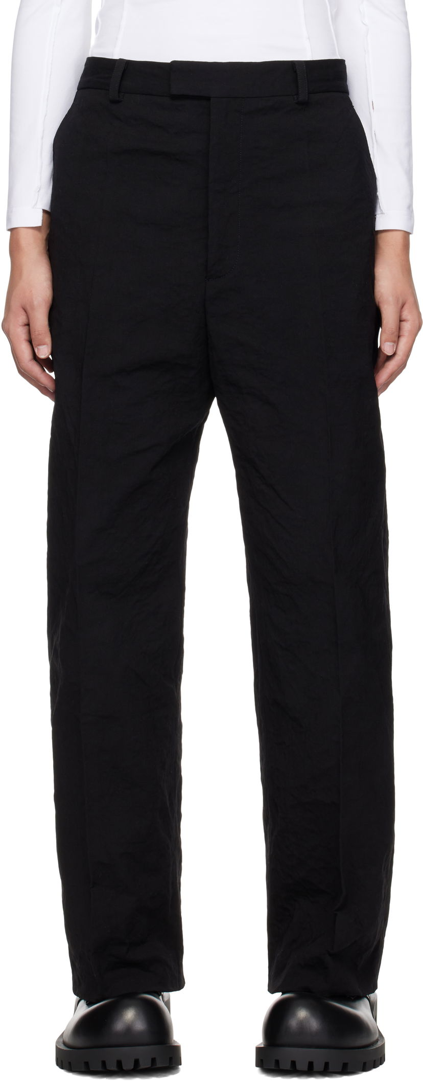Штани VETEMENTS Vetements Metalized Wrinkled Tailored Trousers чорний | UA66PA110B