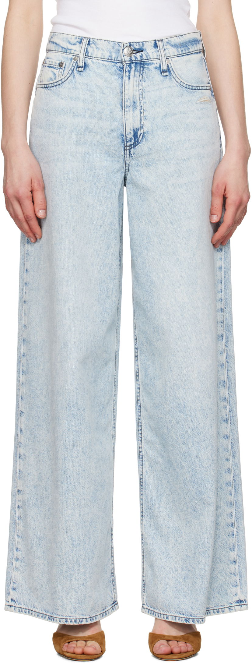 Джинси rag & bone Rag & Bone Featherweight Sofie Wide-Leg Jeans Синій | WDD25S2952FWBE