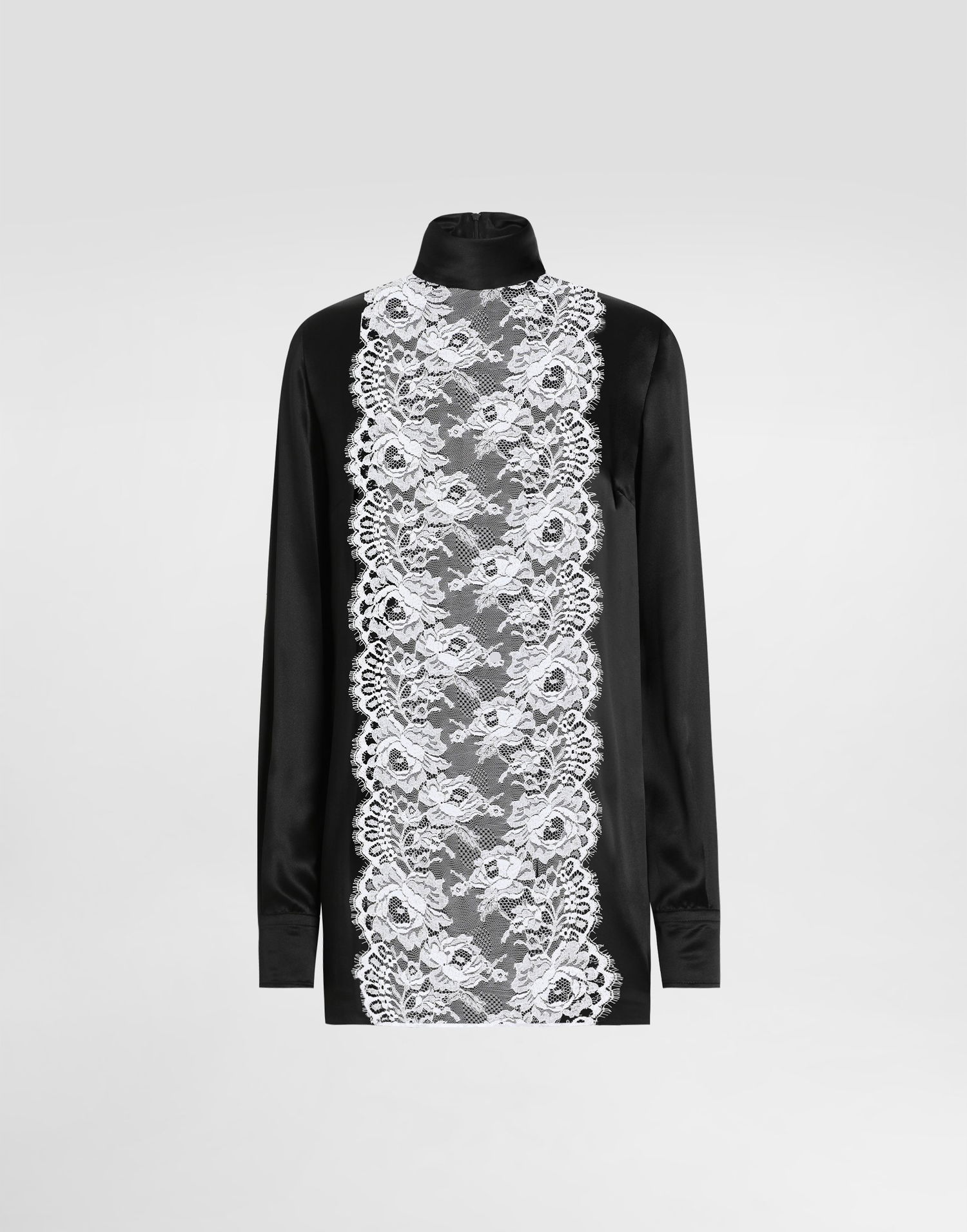 Сорочка Dolce & Gabbana Dolce & Gabbana Satin Top with Lace Panel чорний | F7AK0TFU1AUN0000, 0