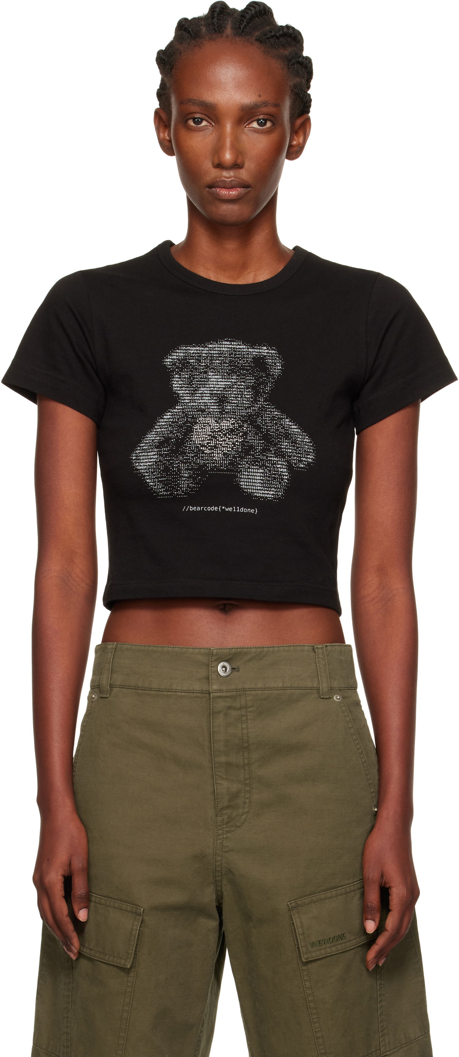Футболка We11done We11done Code Teddy Cropped T-Shirt чорний | WD-TT2-25-770-W-BK, 0