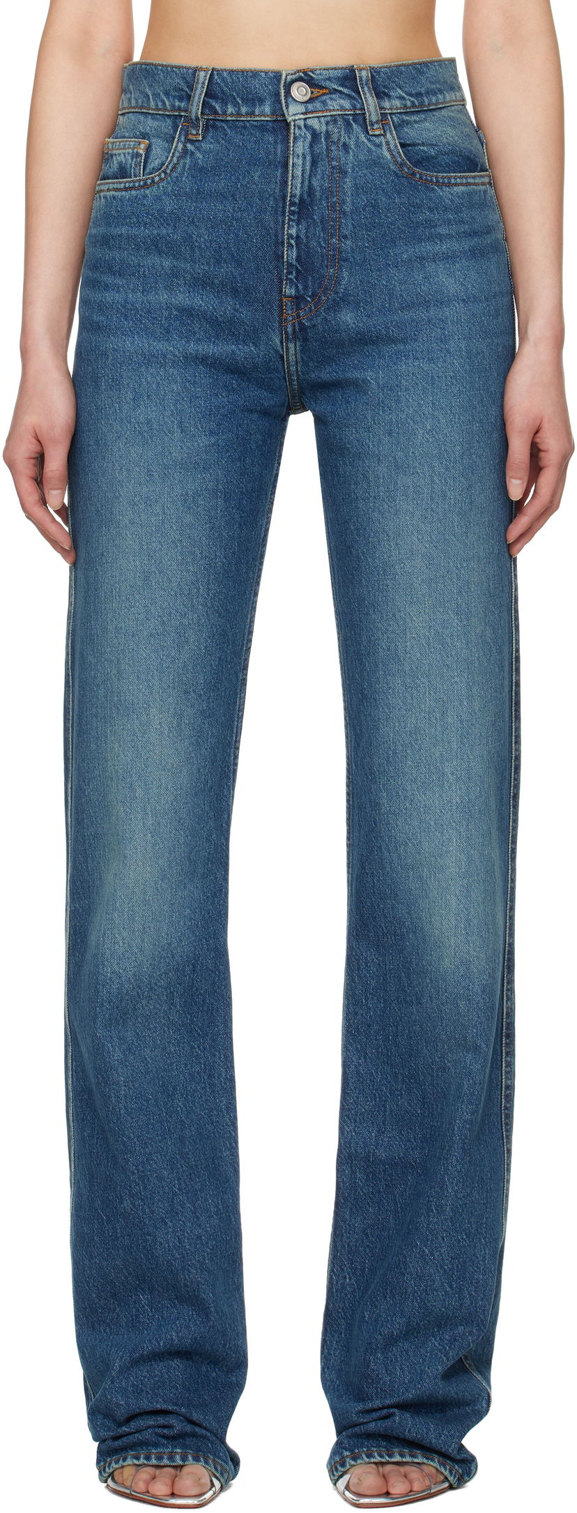 Джинси Coperni Coperni Straight Leg Jeans Синій | COPP78F2022