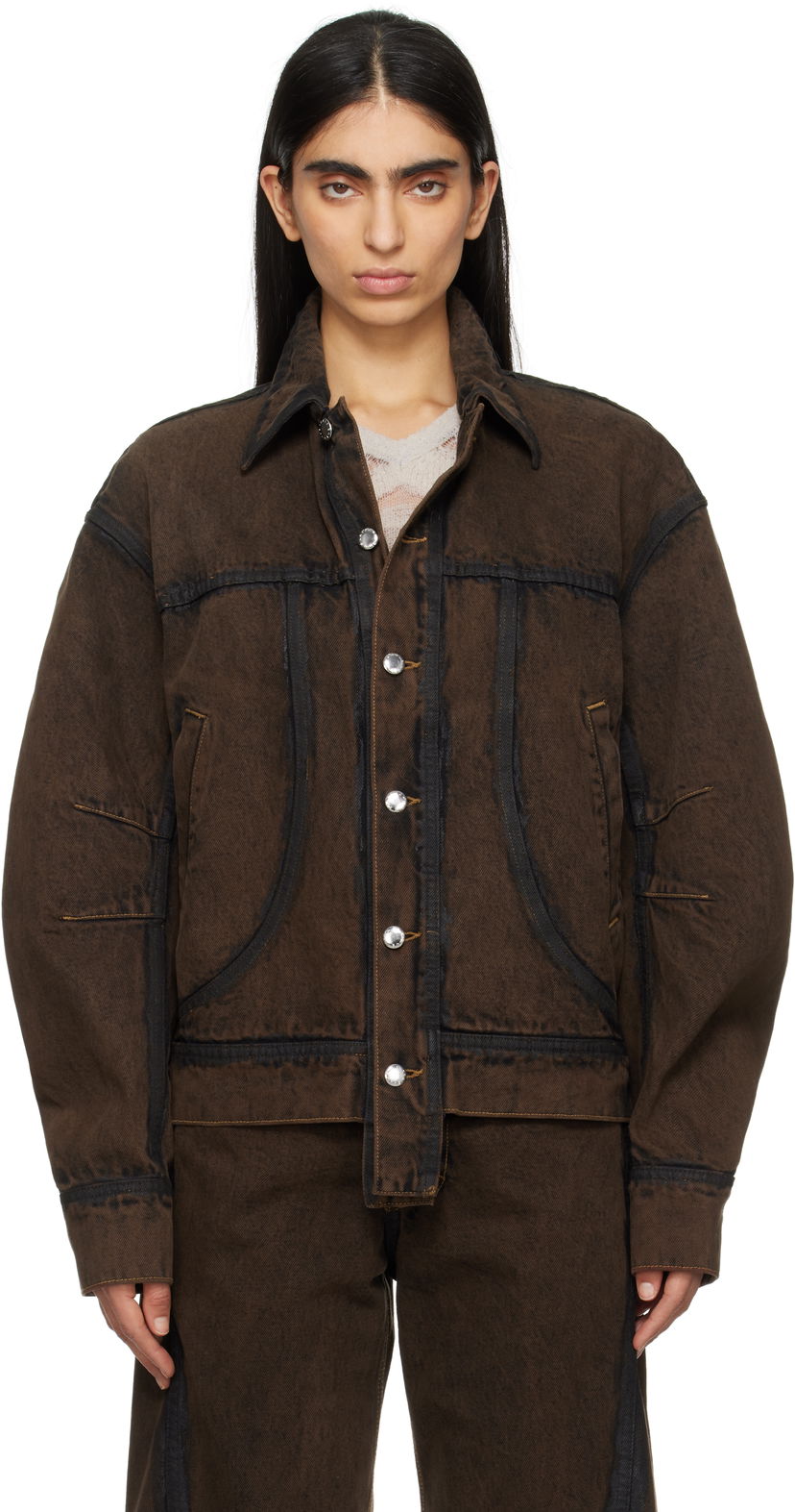 Куртка Eckhaus Latta Eckhaus Latta EL Redux Denim Jacket Коричневий | 1224-EL-PS25-O -