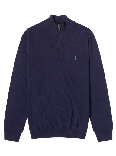 Світшоти Polo by Ralph Lauren Polo Ralph Lauren  Lambswool Half Zip Knit Hunter темно-синій | 710876756001