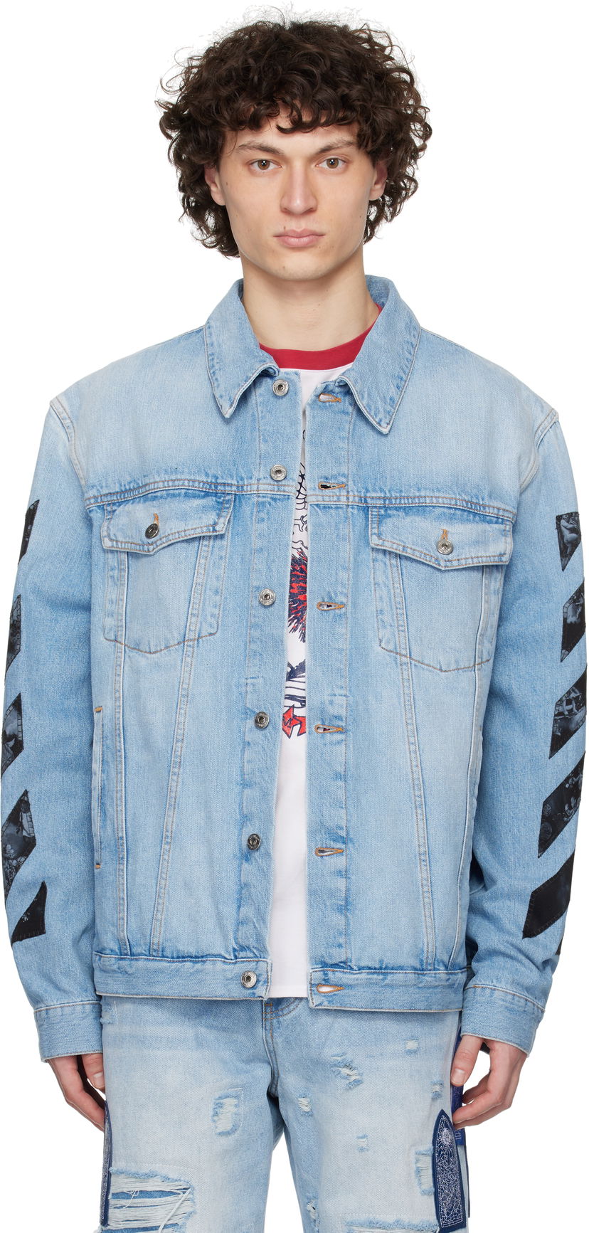 Куртка Off-White Off-White Diag Arrow Skate Denim Jacket Синій | OMYE09BS25DEN0024600