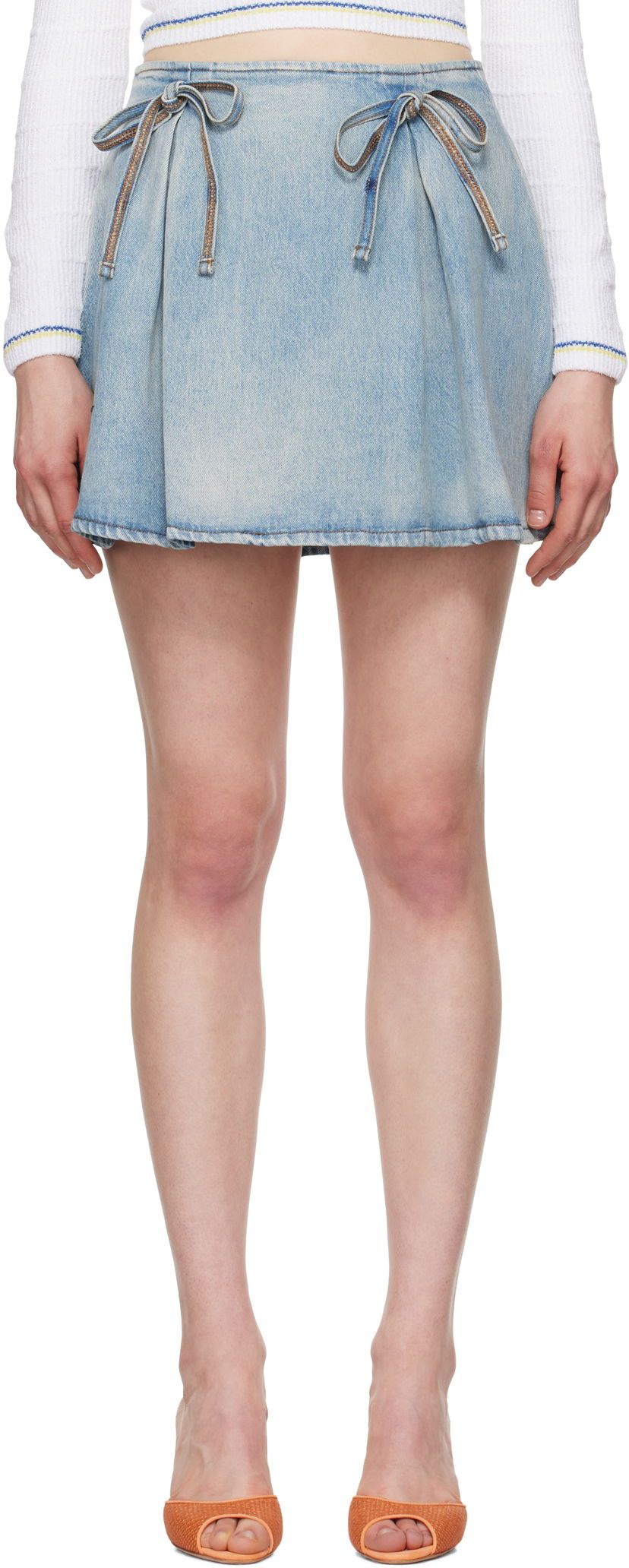 Спідниця MSGM MSGM Bow Accent Denim Miniskirt Синій | 3841MDD231L 257275