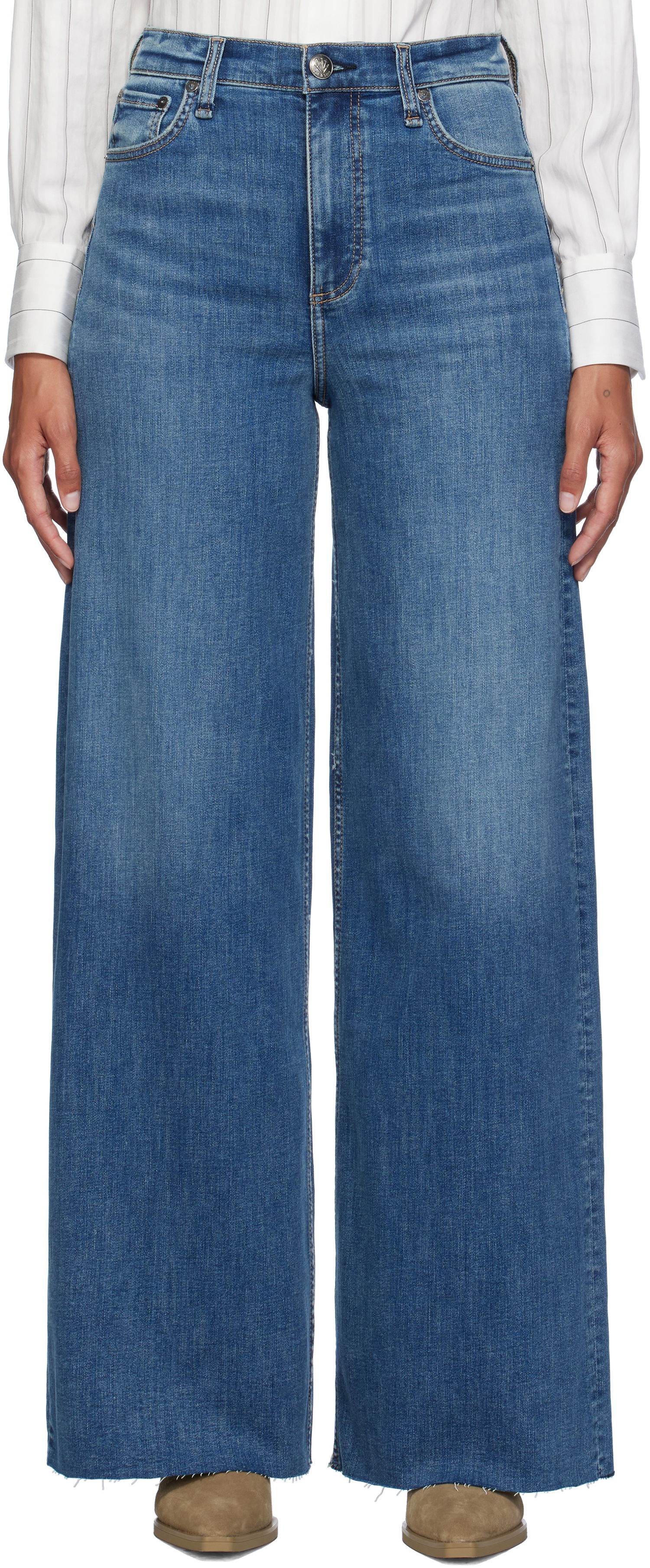 Джинси rag & bone Rag & Bone Flexi Sofie Wide-Leg Jeans Синій | WDD24F2952FUWI, 0