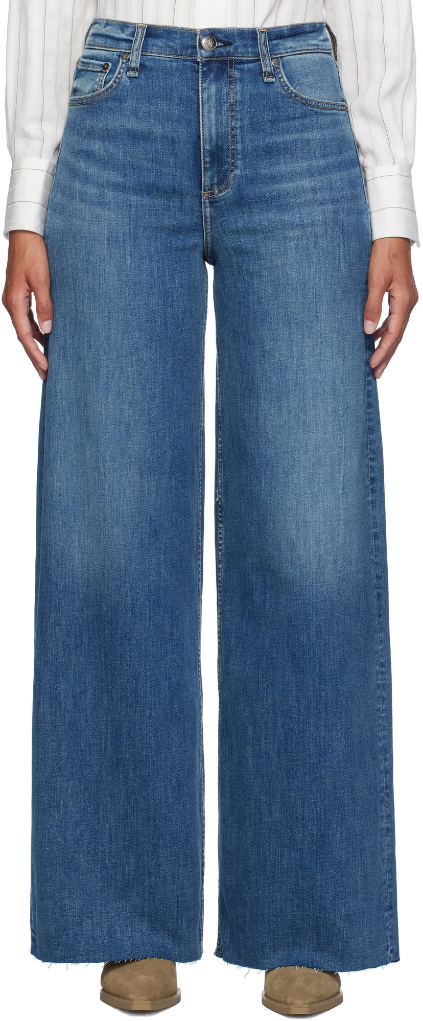Джинси rag & bone Rag & Bone Flexi Sofie Wide-Leg Jeans Синій | WDD24F2952FUWI