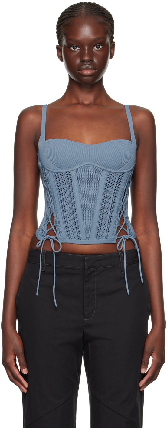 Безрукавка Dion Lee Dion Lee Laced Knit Tank Top Синій | A7744F23