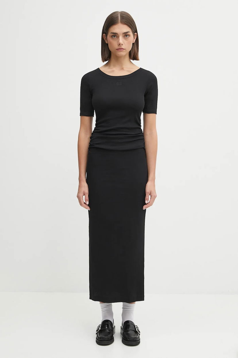 плаття GANNI GANNI Soft Cotton Rib Maxi Dress чорний | T4146