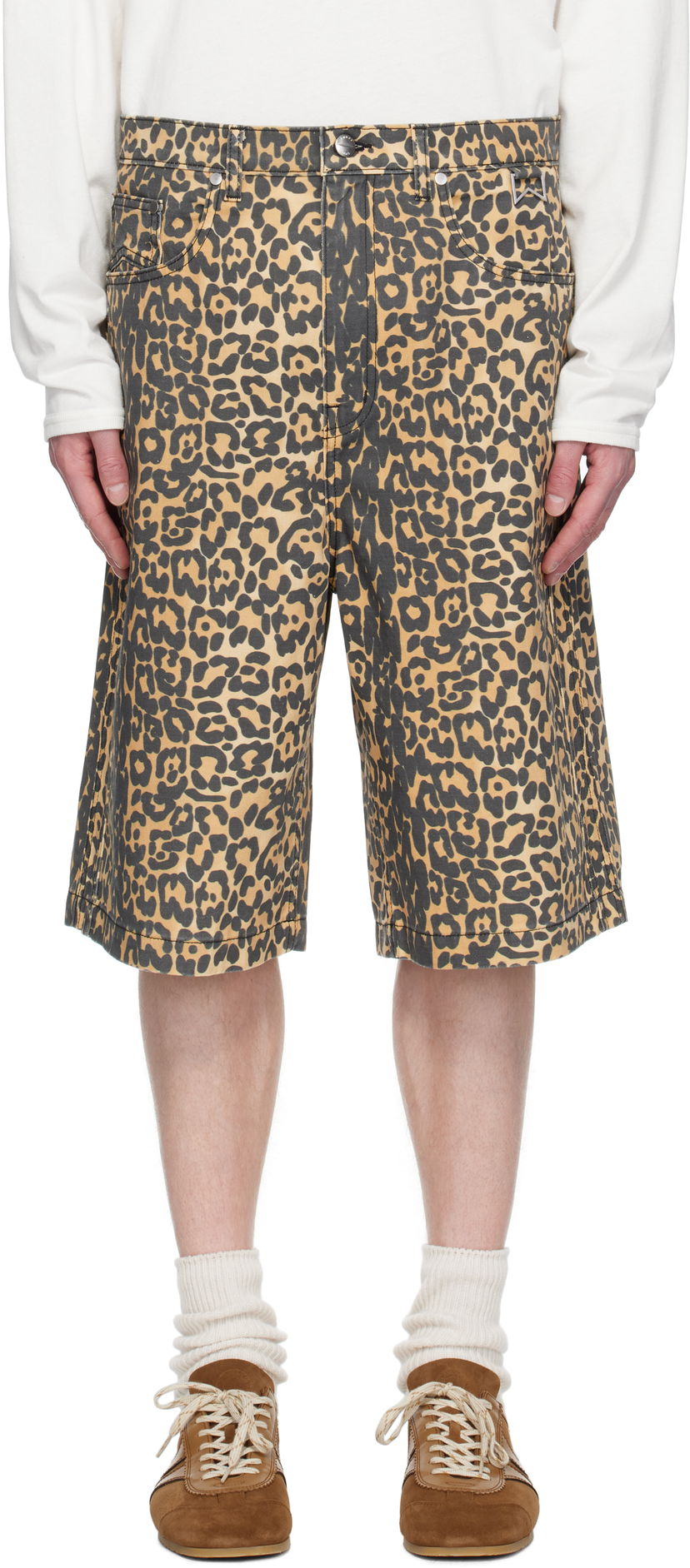 Шорти Rhude Rhude Leopard Traxedo Baggy Denim Shorts Жовтий | RHSS25SH05012