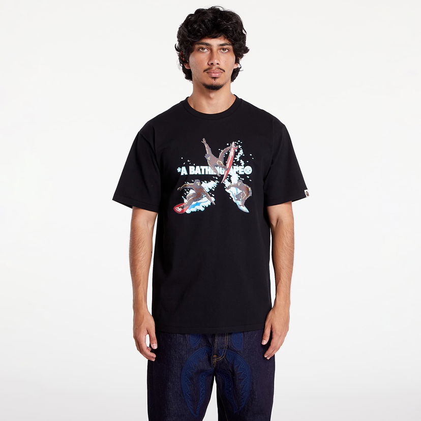 Футболка BAPE A BATHING APE Surfing Apes Tee Black чорний | 001TEK701002F BLK