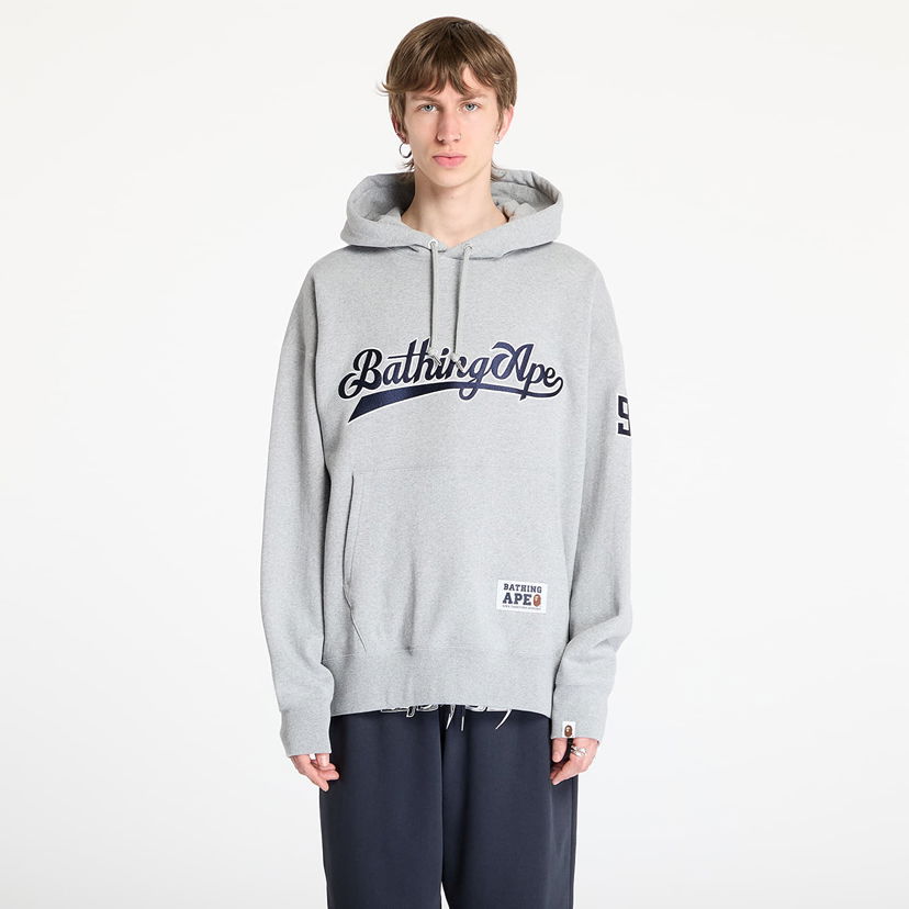 Світшоти BAPE A BATHING APE Baseball Logo Relaxed Fit Pullover Hoodie Сірий | 001PPL301004MGRA