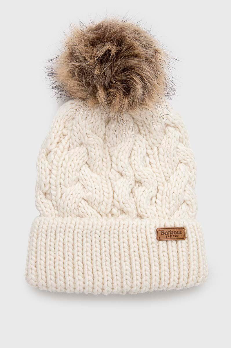 Шапка Barbour Cable Knit Pom Pom Beanie білий | LHA0386