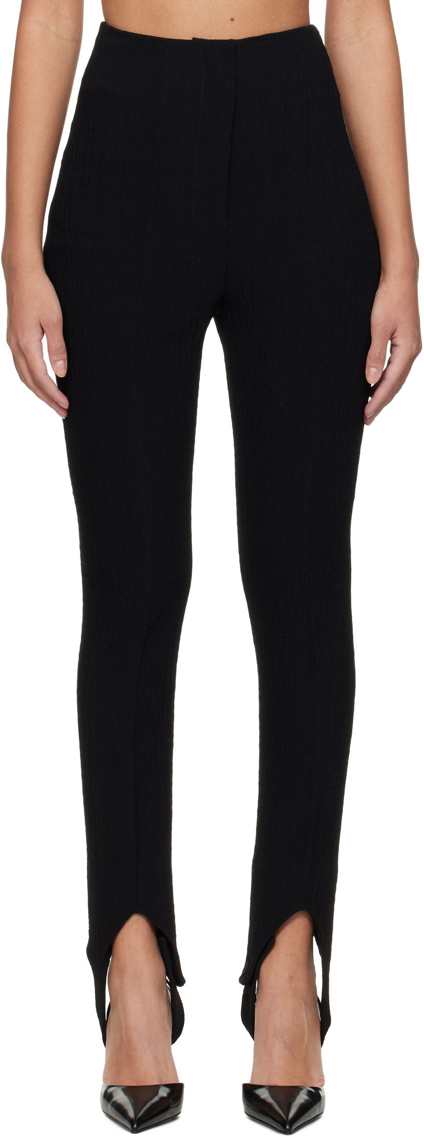 Штани Nanushka Nanushka Savita Seersucker Stirrup Trousers чорний | NW25RSPA20199