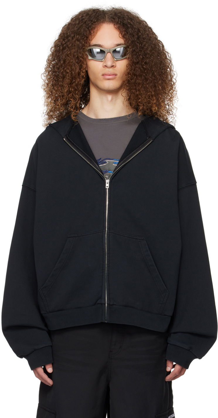 Світшоти We11done We11done Oversized Zip-Up Hoodie чорний | WD-TJ0-24-813-U-BK