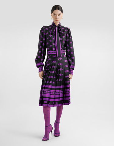 Спідниця Dolce & Gabbana Dolce & Gabbana DG Logo Print Long Pleated Skirt чорний | F4C2GTHI1Z7HN9BP, 3