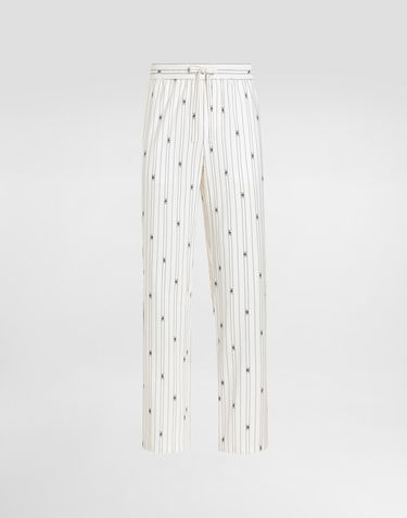 Штани Dolce & Gabbana Dolce & Gabbana Logo Striped Drawstring Trousers білий | GVRMATHJMQRS8350, 0
