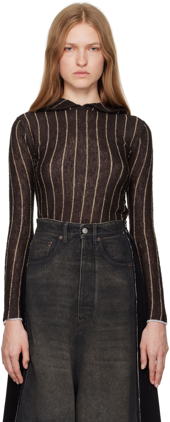 Світшоти Maison Margiela Pinstripes Underpinning Hoodie Коричневий | S62HA0090 M13077