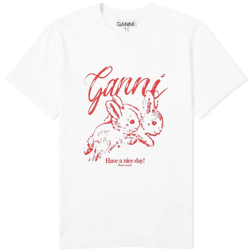 Футболка GANNI GANNI Bunnies Relaxed T-Shirt білий | T3994-151