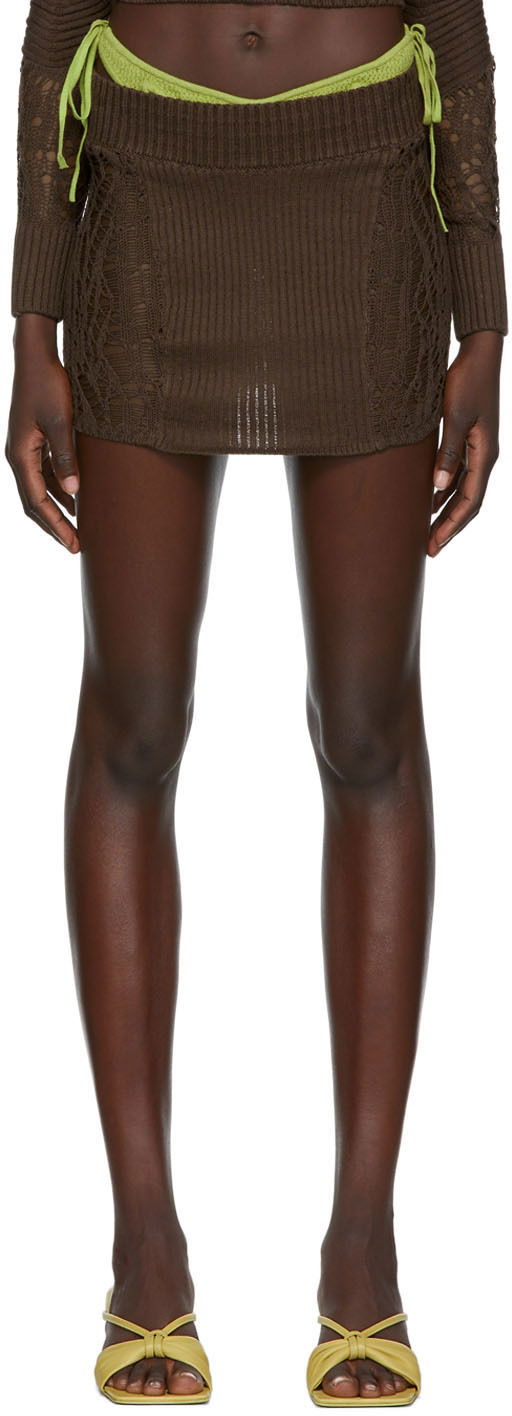 Спідниця GUIZIO Guizio Knit Mini Skirt Коричневий | MCMS 2