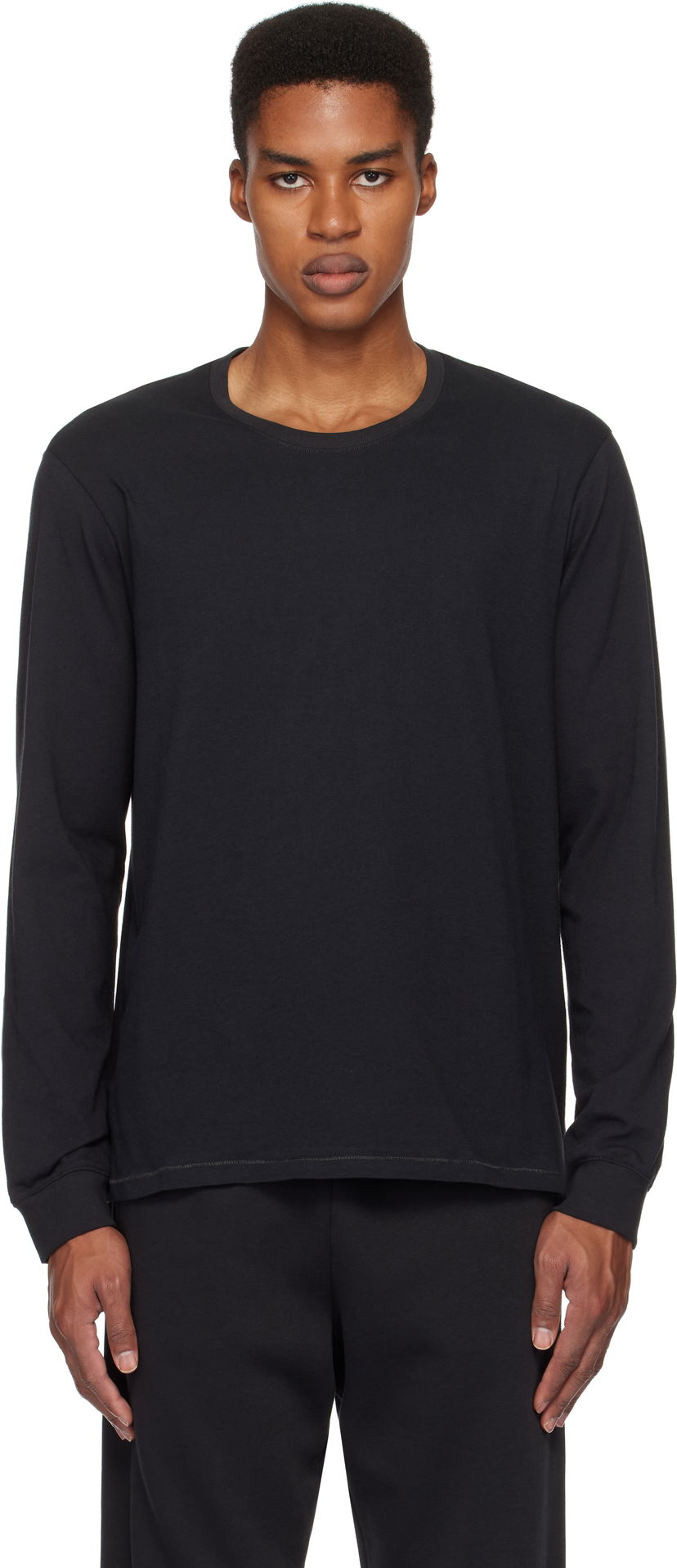 Футболка SKIMS Cotton Classic Long Sleeve T-Shirt чорний | LS-LST-6350M