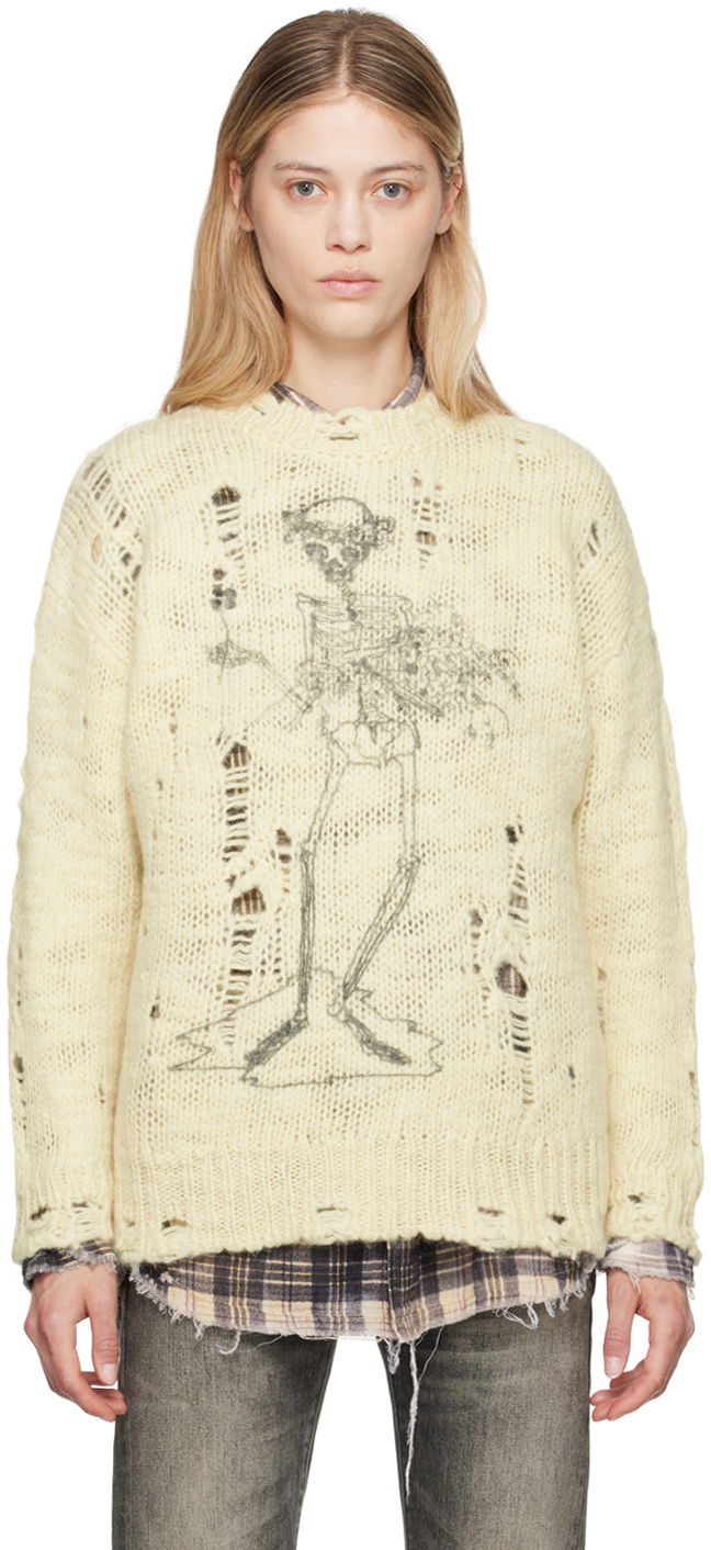 Cветр R13 R13 Distressed Skeleton Graphic Sweater бежевий | R13WY089-Y142B