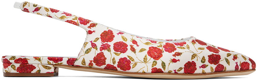 Догляд за взуттям Manolo Blahnik Manolo Blahnik Sawra Slingback Ballerina Flats білий | 224-1686