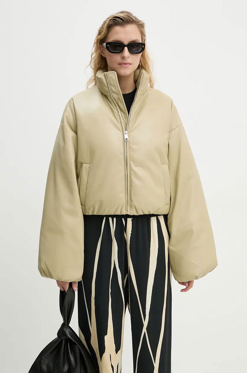 Куртка бомбер Nanushka Oversized Cropped Puffer Jacket бежевий | NW24PFSG11062