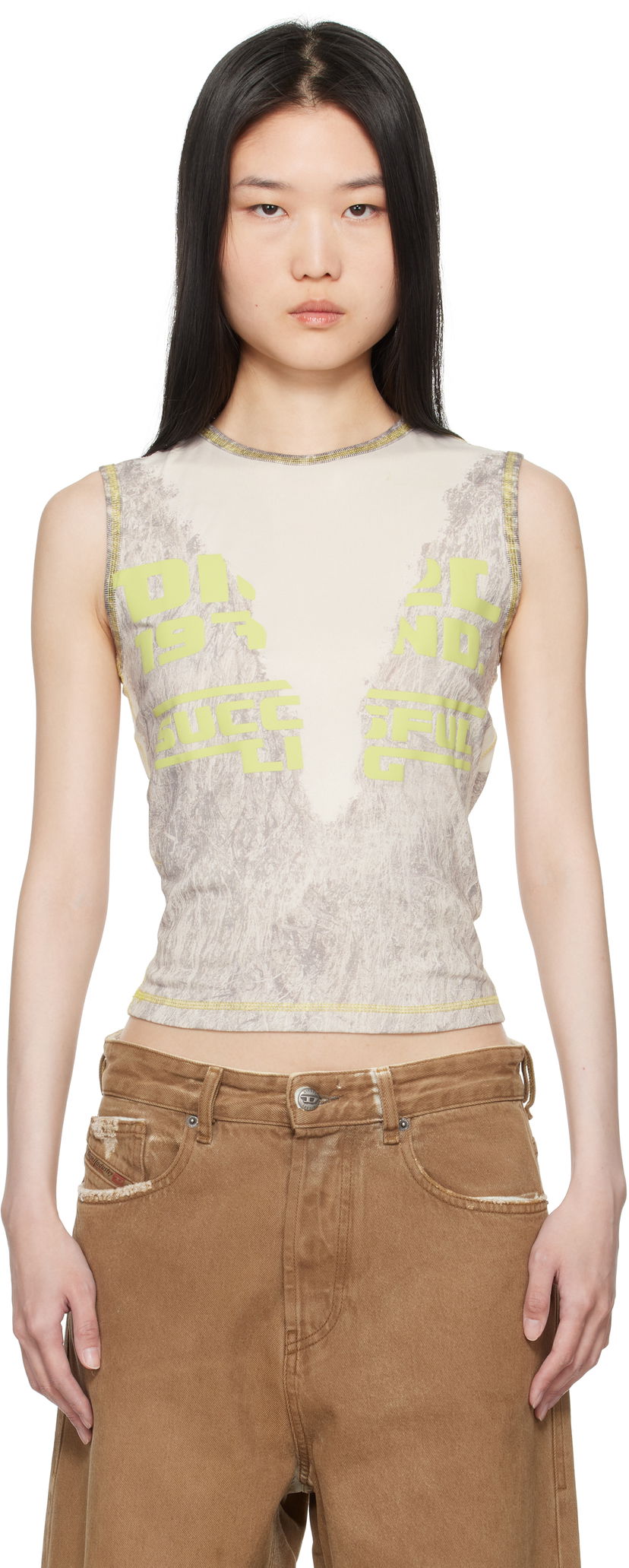 Безрукавка Diesel Graphic Print Slim Fit Tank Top бежевий | A17083 0CPAA