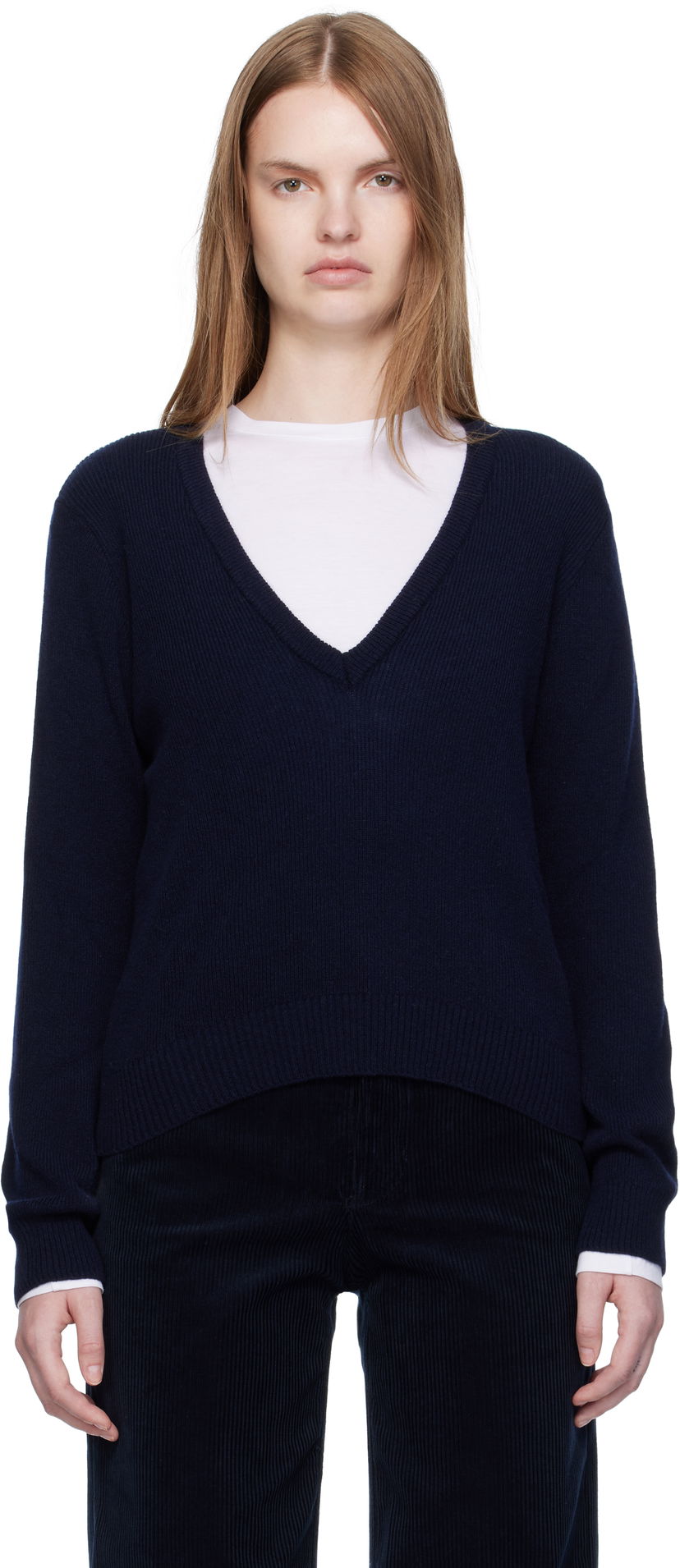 Cветр A.P.C. A.P.C. Anae V-Neck Sweater темно-синій | WOASA-F23429