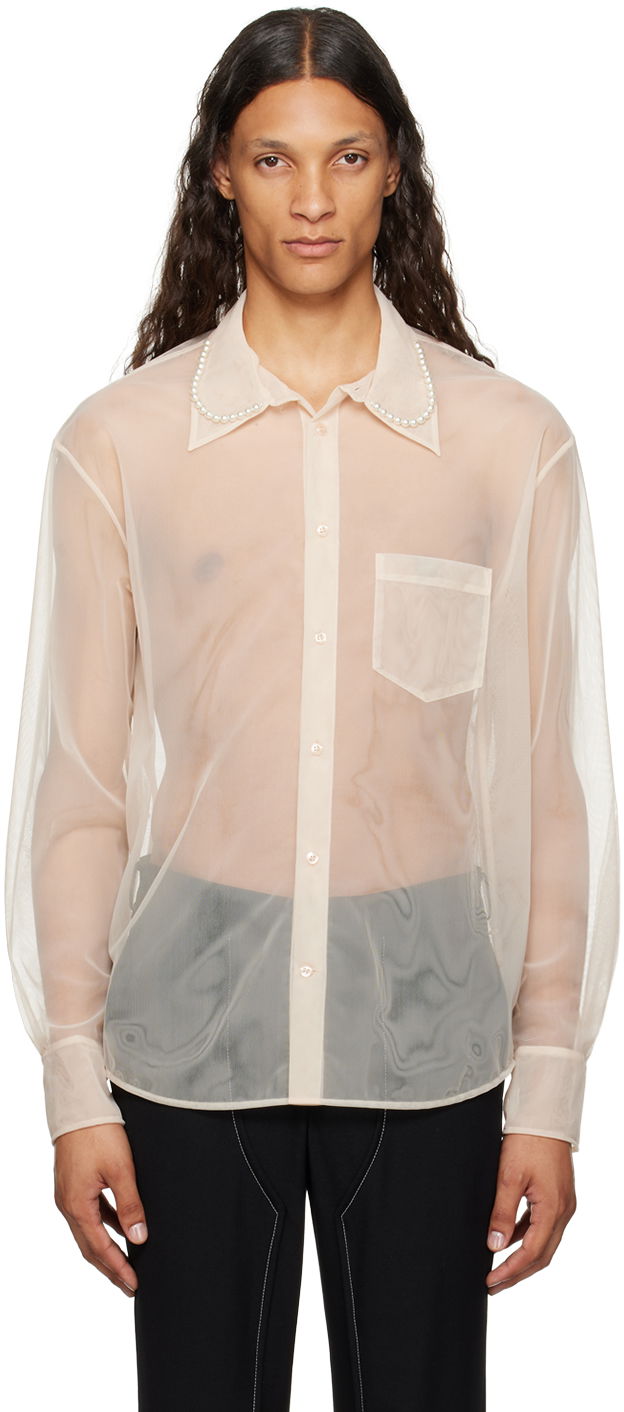 Сорочка Simone Rocha Simone Rocha Pearl Organza Shirt бежевий | 5289B 0069
