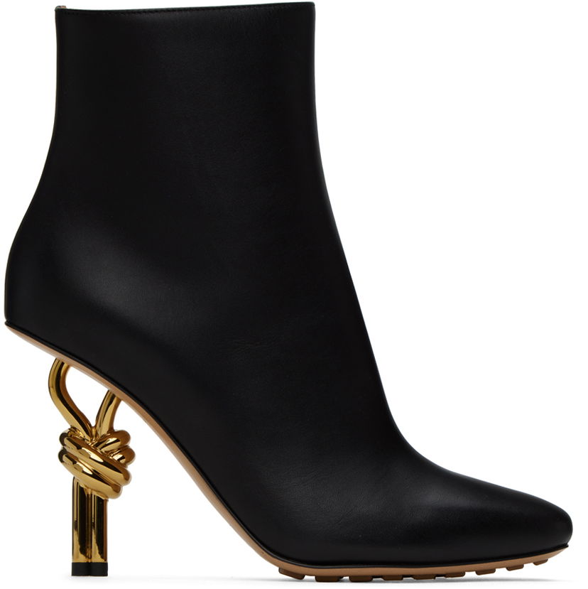 Кросівки та взуття Bottega Veneta Bottega Veneta Knot Heel Ankle Boots чорний | 763831 V3M70